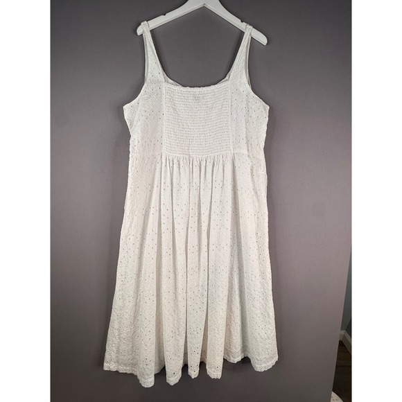 Old Navy Dresses & Skirts - Old Navy Dress Womens XXL White Eyelet Smocked Midi Cottagecore Summer Casual